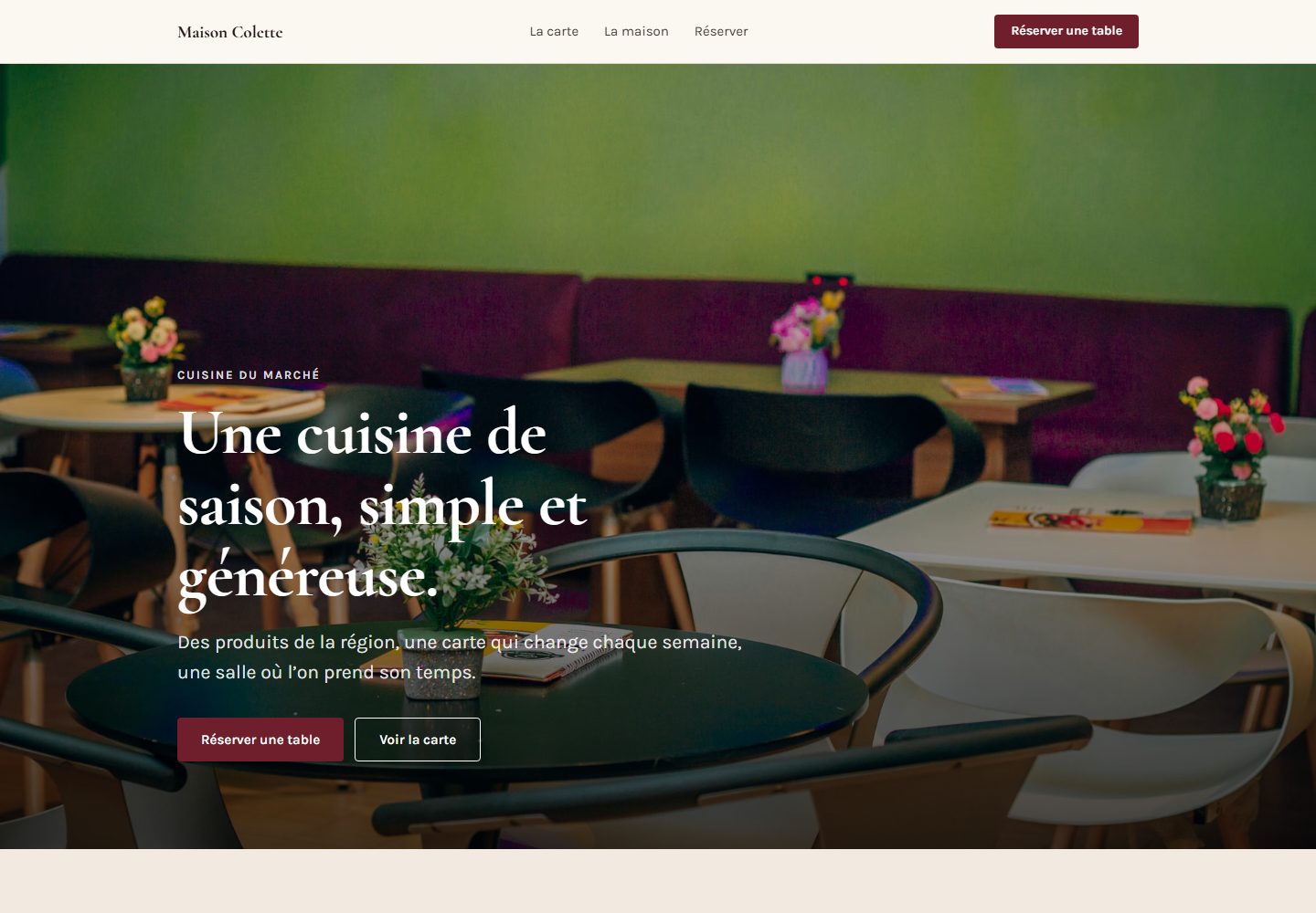 Un exemple de site rendu avec le design system Bistrot